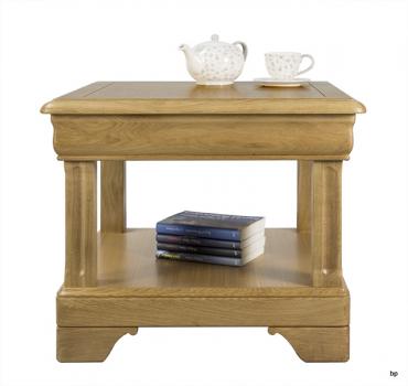 Petite table basse Ines en chêne de style Louis Philippe 1 tiroir