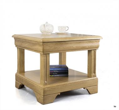 Petite table basse Ines en chêne de style Louis Philippe 1 tiroir
