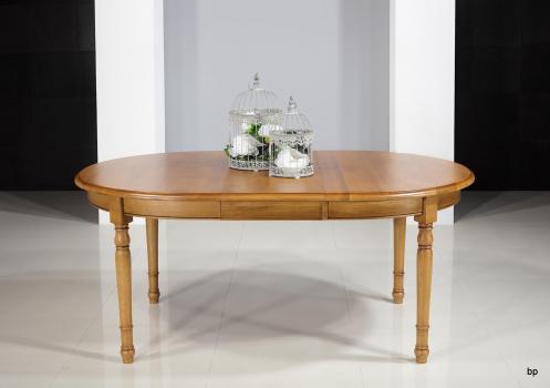 Table OVALE 135x110 réalisée en Chêne Massif de style Louis Philippe 2 allonges de 40 cm 