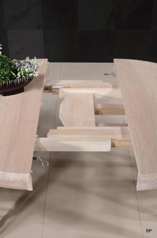 Table ronde Fabien réalisée en Chêne massif de style Louis Philippe Diamètre 120 cm + 3 allonges de 40 cm