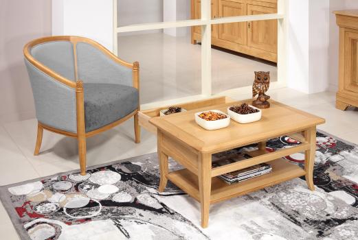 Table Basse rectangulaire Alexandre réalisée en Chêne de style Louis Philippe Longueur 85 cm