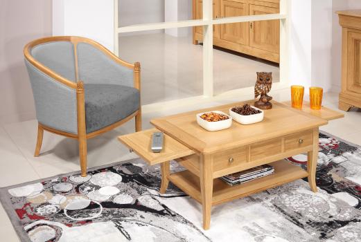 Table Basse rectangulaire Alexandre réalisée en Chêne de style Louis Philippe Longueur 85 cm