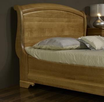 Lit Paul 180x200 en Chêne Massif de style Louis Philippe Finition chêne ciré