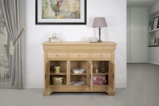 Buffet Hugo 3 portes 6 tiroirs, réalisé en Chêne Massif de style Louis Philippe