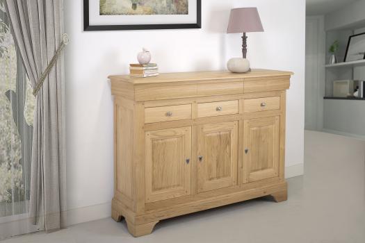 Buffet Hugo 3 portes 6 tiroirs, réalisé en Chêne Massif de style Louis Philippe