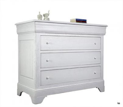 Commode 4 tiroirs Nicolas réalisé en Chêne Massif de style Louis Philippe Finition Chêne Brossé Ivoire