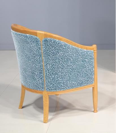 Fauteuil Cabriolet Paul réalisé en Chêne Massif de style Louis Philippe Bleu MMP