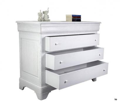 Commode 4 tiroirs Nicolas réalisé en Chêne Massif de style Louis Philippe Finition Chêne Brossé Ivoire
