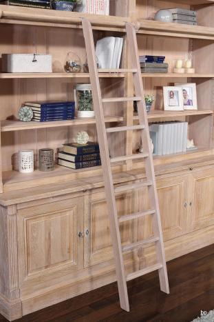 Bibliothèque 2 corps 6 portes Alix, réalisée en Chêne Massif de style Directoire AVEC ECHELLE 