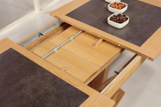 Table de repas Contemporaine 180x110 réalisée en Chêne massif avec céramique 