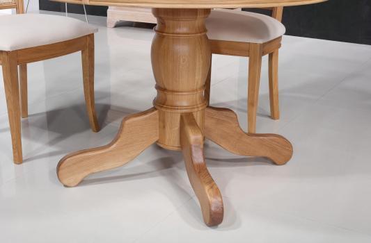Table ronde pieds central Igor de style Louis Philippe réalisée en Chêne massif diamètre 120 CM