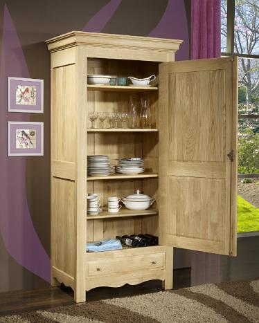 Armoire ou Bonnetière 1 porte 1 tiroir Gabriel réalisée en Chêne Massif de style Campagnard SEULEMENT 1 DISPONIBLE