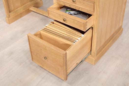 Bureau 5 tiroirs Victor réalisé en Chêne de style Louis Philippe Finition Chêne Brossé Naturel Patiné