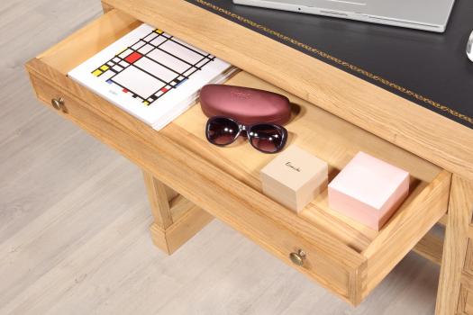 Bureau 5 tiroirs Victor réalisé en Chêne de style Louis Philippe Finition Chêne Brossé Naturel Patiné