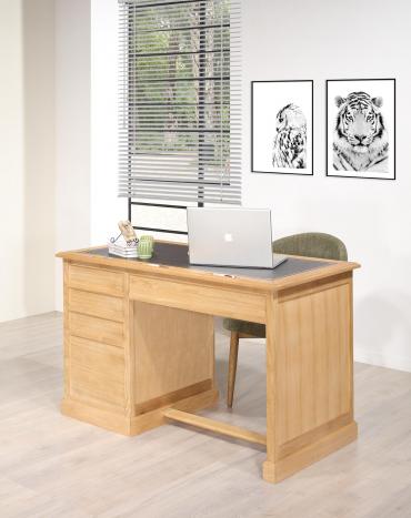 Bureau 5 tiroirs Victor réalisé en Chêne de style Louis Philippe Finition Chêne Brossé Naturel Patiné