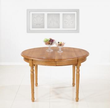 Table ronde réalisée en Chêne Massif de style Louis Philippe DIAM.120 - 3 allonges de 40 cm  