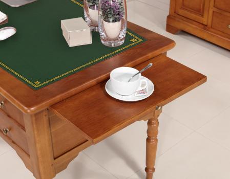 Bureau Ministre 5 tiroirs Hugo réalisé en Chêne Massif de style Louis Philippe Finition Chêne Moyen