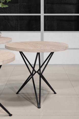 Ensemble de 3 petites tables basses en Chêne et Fer SEULEMENT 1 DISPONIBLE (ce trio ne sera plus fabriqué)