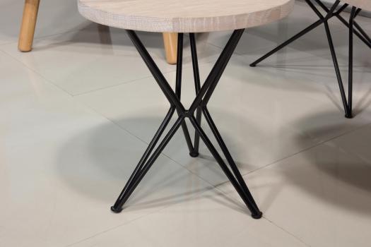 Ensemble de 3 petites tables basses en Chêne et Fer SEULEMENT 1 DISPONIBLE (ce trio ne sera plus fabriqué)
