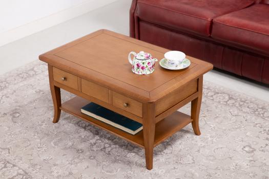 Table Basse rectangulaire Alexandre réalisée en Chêne de style Louis Philippe Longueur 85 cm