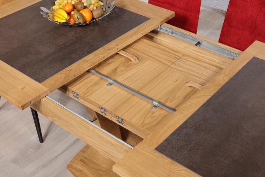 Table de repas Contemporaine 180x110 réalisée en Chêne massif avec céramique 