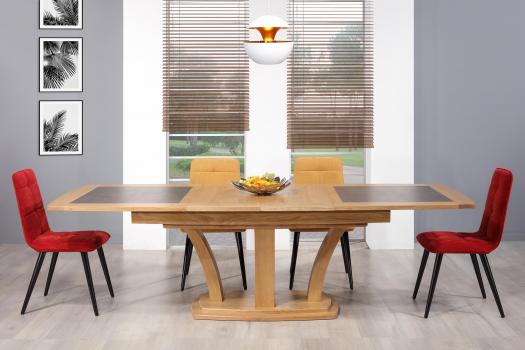 Table de repas Contemporaine 180x110 réalisée en Chêne massif avec céramique 