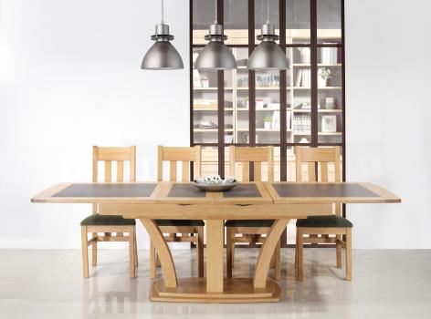 Table de repas Contemporaine 200x110 réalisée en Chêne massif avec céramique 