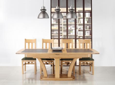 Table de repas Contemporaine 200x110 réalisée en Chêne massif avec céramique 