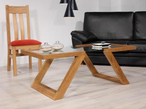Table basse Tanguy réalisée en chêne de style contemporain Finition chêne Naturel Patiné