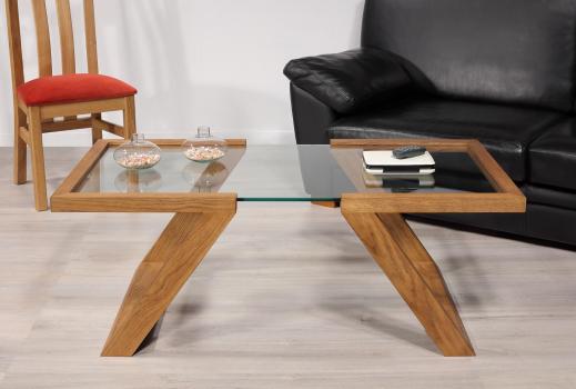 Table basse Tanguy réalisée en chêne de style contemporain Finition chêne Naturel Patiné