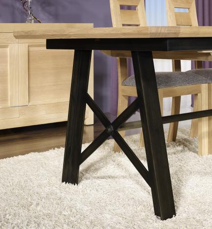 Table rectangulaire Loann réalisée en Chêne et Fer 190x100 avec 2 allonges de 45 cm