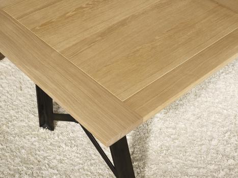 Table rectangulaire Loann réalisée en Chêne et Fer 190x100 avec 2 allonges de 45 cm