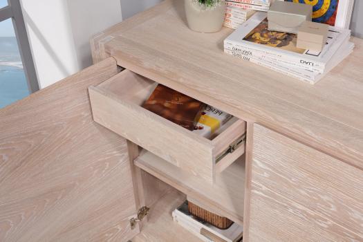 Buffet 3 portes Mathis réalisé en Chêne de style Contemporain Finition Chêne Brossé Blanchi