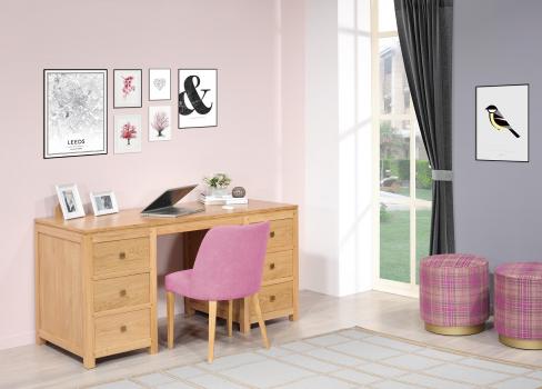 Bureau 6 tiroirs Adrien réalisé en chêne de ligne Contemporain