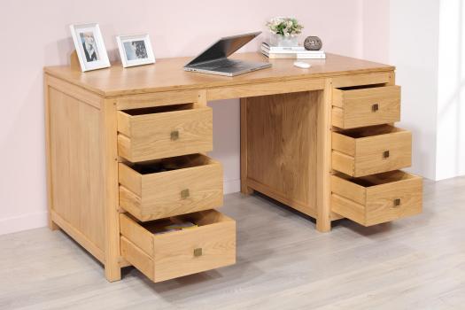 Bureau 6 tiroirs Adrien réalisé en chêne de ligne Contemporain