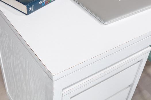 Bureau Contemporain en chêne accompagné de son caisson de 3 tiroirs sur roulettes