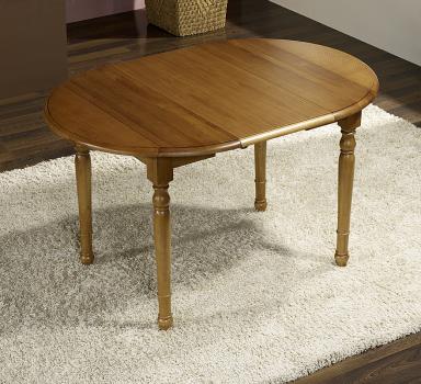 Table ronde à volets diamètre 90 en chêne massif de style Louis Philippe 2 ALLONGES DE 40 CM