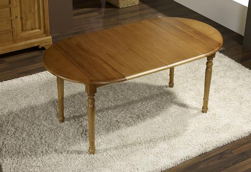 Table ronde à volets diamètre 90 en chêne massif de style Louis Philippe 2 ALLONGES DE 40 CM