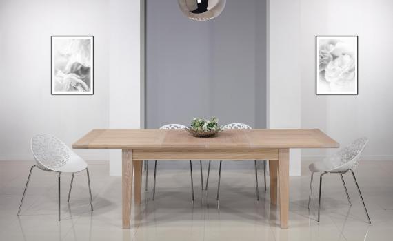 Table Rectangulaire Loïc réalisée en Chêne Massif 160*100 + 2 allonges de 40 cm 