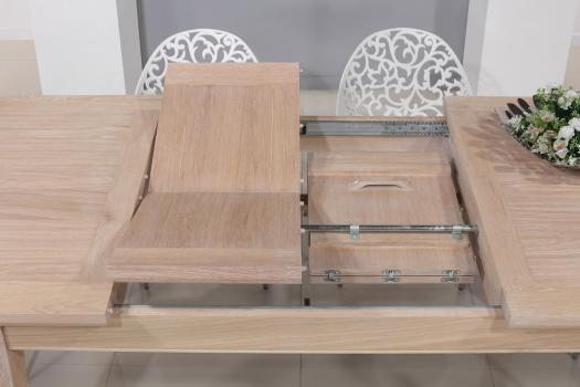 Table Rectangulaire Loïc réalisée en Chêne Massif 160*100 + 2 allonges de 40 cm 