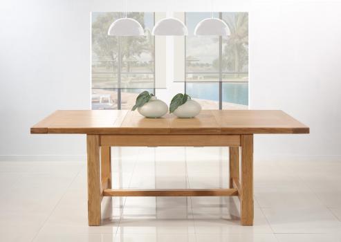 Table de ferme rectangulaire AXEL réalisée en Chêne massif 140x100 + 2 allonges de 40 cm 