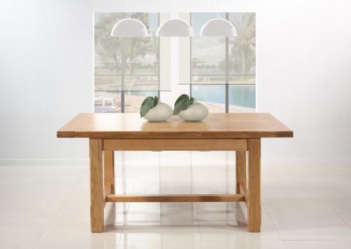 Table de ferme rectangulaire AXEL réalisée en Chêne massif 140x100 + 2 allonges de 40 cm 