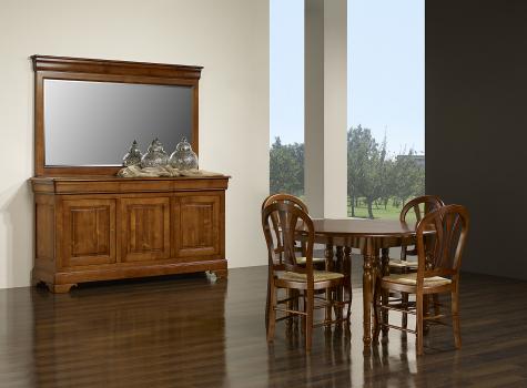 Table ronde Plateau fixe (pas de volets) DIAMETRE 140 réalisée en chêne massif de style Louis Philippe