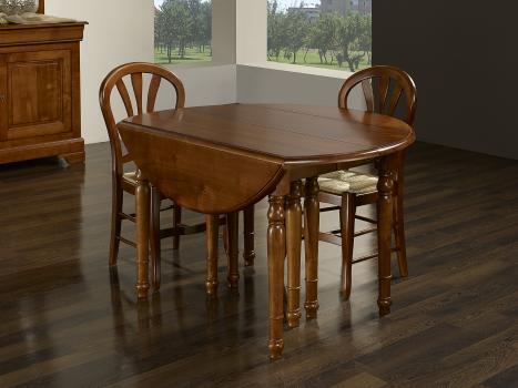 Table ronde Plateau fixe (pas de volets) DIAMETRE 140 réalisée en chêne massif de style Louis Philippe