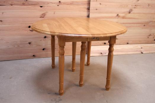 Table ronde à volets Alain réalisée en chêne massif de style Louis Philippe 4 allonges DIAMETRE 100 