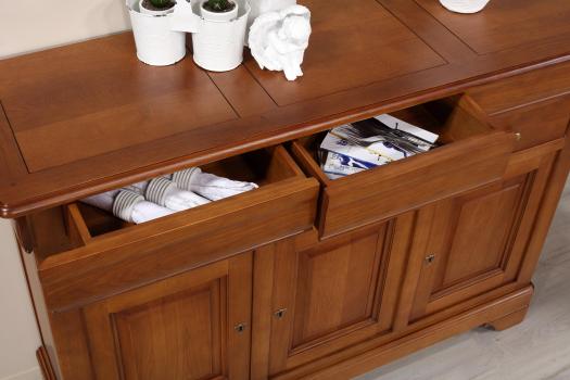 Buffet Hugo 3 portes 6 tiroirs, réalisé en Chêne Massif de style Louis Philippe 
