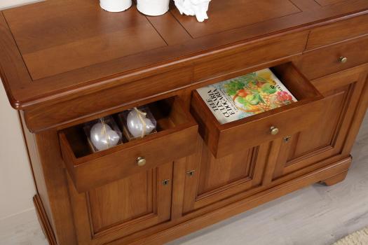 Buffet Hugo 3 portes 6 tiroirs, réalisé en Chêne Massif de style Louis Philippe 