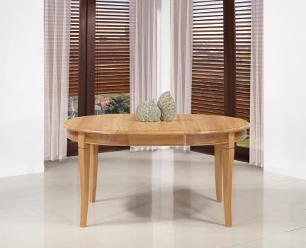 Table ronde Fabien réalisée en Chêne massif de style Louis Philippe Diamètre 120 + 2 allonges de 40 cm