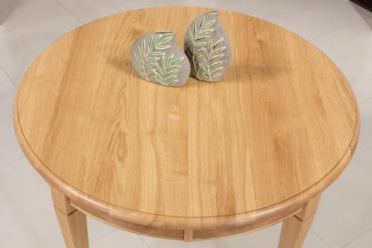 Table ronde Fabien réalisée en Chêne massif de style Louis Philippe Diamètre 120 + 2 allonges de 40 cm
