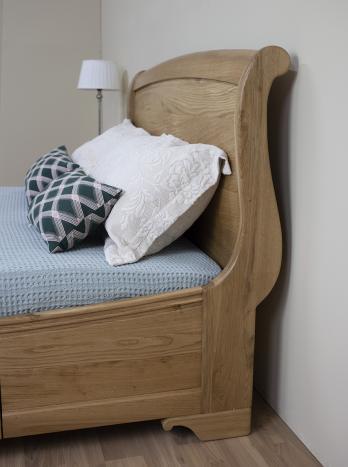 Lit Gautier 140x190 en Chêne Massif de style Louis Philippe Avec tiroir de chaque côté 